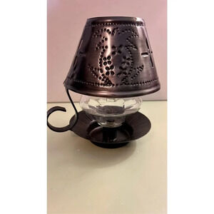 Rustic Punched Metal Pineapple Cross Candle Glass‎ Hurricane Farmhouse Decor